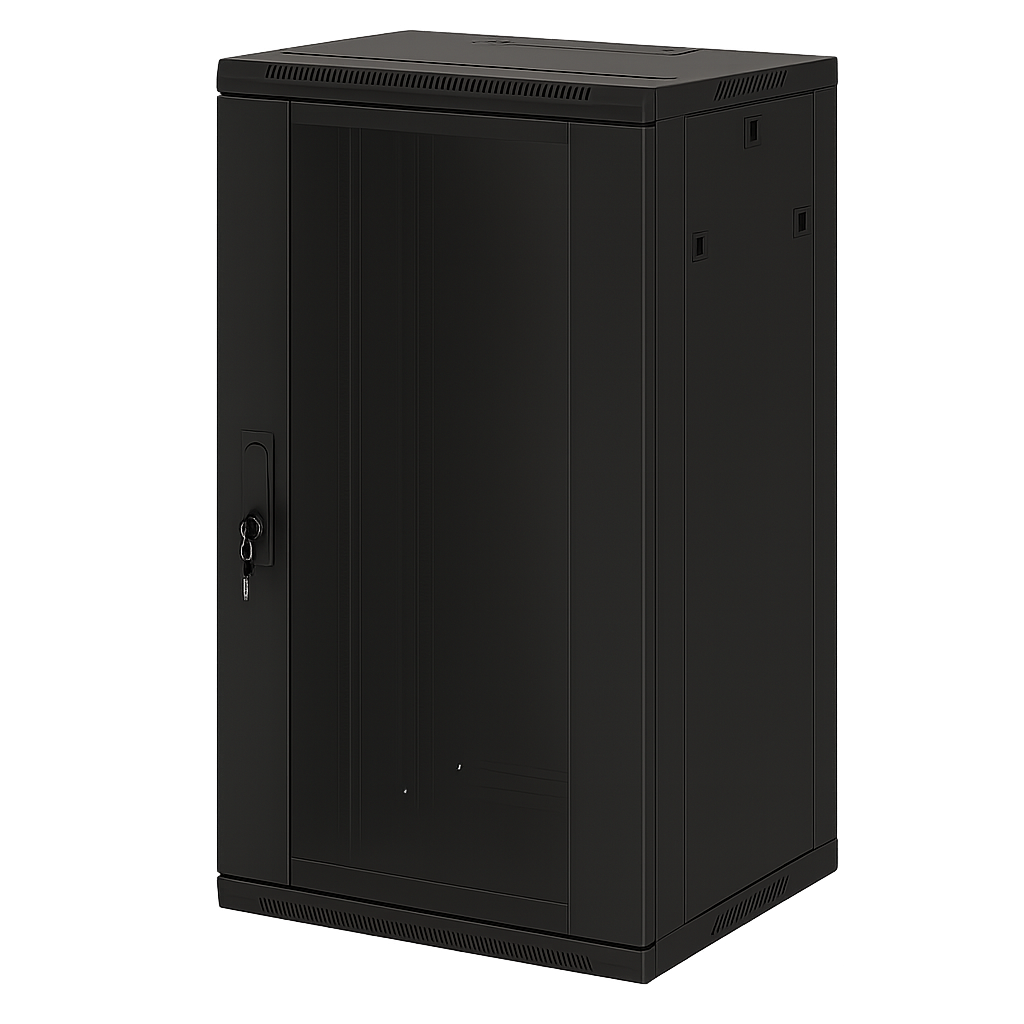 24u Networking Rack 24U Network Rack Cabinet (600x450mm) With Glass Door | Planet Fibers